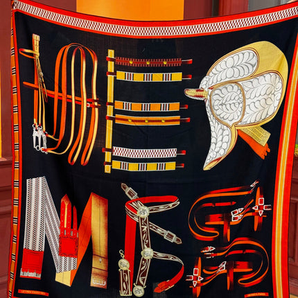 HERMES 26S SCARF 140 IN SILK AND CASHMERE 492439