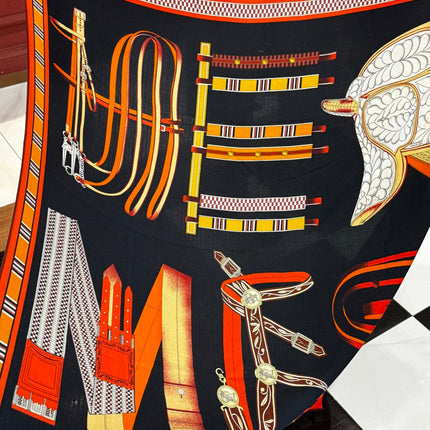 HERMES 26S SCARF 140 IN SILK AND CASHMERE 492439