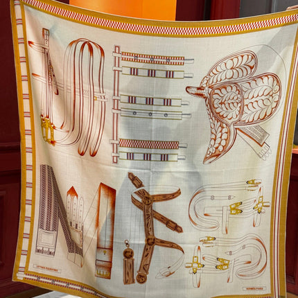 HERMES 26S SCARF 140 IN SILK AND CASHMERE 492440