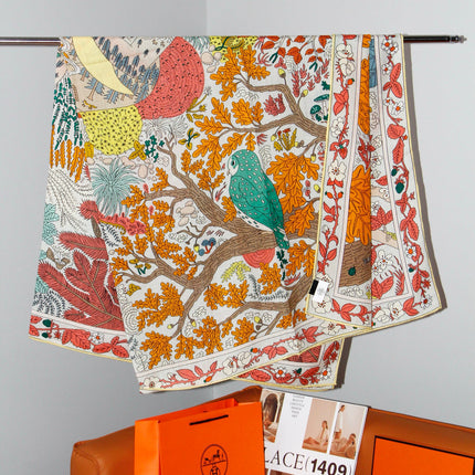 HERMES 26S SCARF 135 IN SILK AND CASHMERE 492455