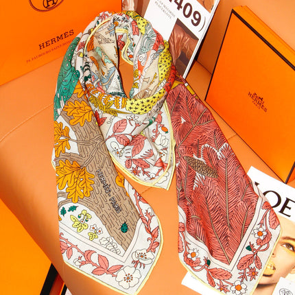 HERMES 26S SCARF 135 IN SILK AND CASHMERE 492455