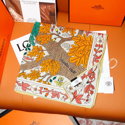HERMES 26S SCARF 135 IN SILK AND CASHMERE 492455
