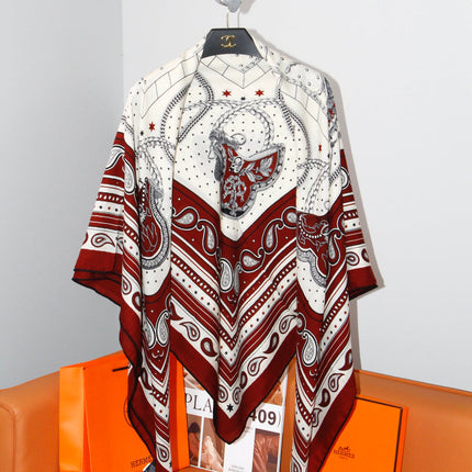 HERMES 26S SCARF 140 IN SILK AND CASHMERE 498483
