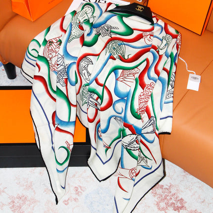 HERMES 26S SCARF 135 IN SILK AND CASHMERE 498489