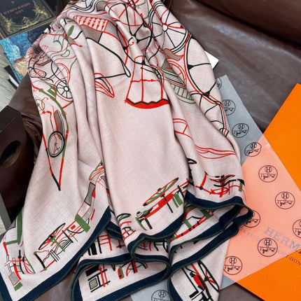 HERMES 26S SCARF 135 IN SILK AND CASHMERE 498490