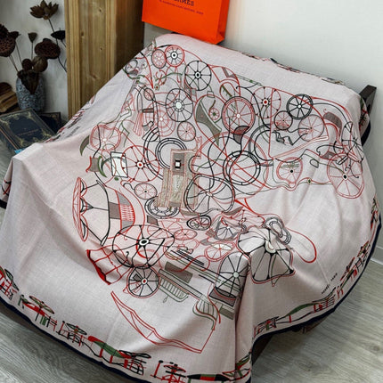 HERMES 26S SCARF 135 IN SILK AND CASHMERE 498490