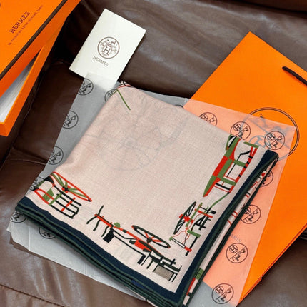 HERMES 26S SCARF 135 IN SILK AND CASHMERE 498490