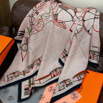 HERMES 26S SCARF 135 IN SILK AND CASHMERE 498490