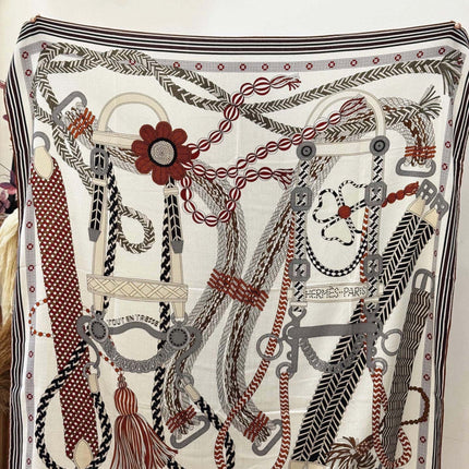 HERMES 26S SCARF 140 IN SILK AND CASHMERE 498494