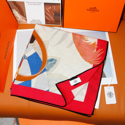 HERMES 26S SCARF 140 IN SILK AND CASHMERE 498507