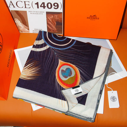 HERMES 26S SCARF 140 IN SILK AND CASHMERE 498508