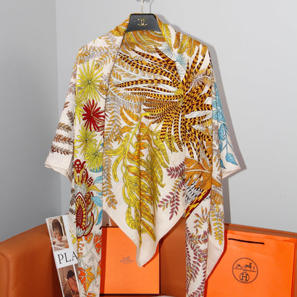 HERMES 26S SCARF 135 IN SILK AND CASHMERE 499968