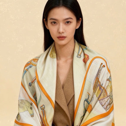 GUCCI 26S SCARF 135 IN CASHMERE AND SILK 504638