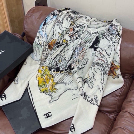 CHANEL 26S SCARF 135 IN SILK AND CASHMERE 509469