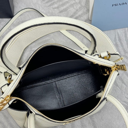 PRADA 25S SMALL BAG 23 IN IVORY CALFSKIN GOLD HARDWARE