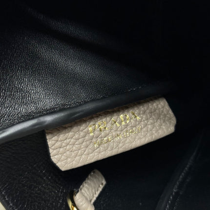 PRADA 25S SMALL BAG 23 IN TAUPE CALFSKIN GOLD HARDWARE