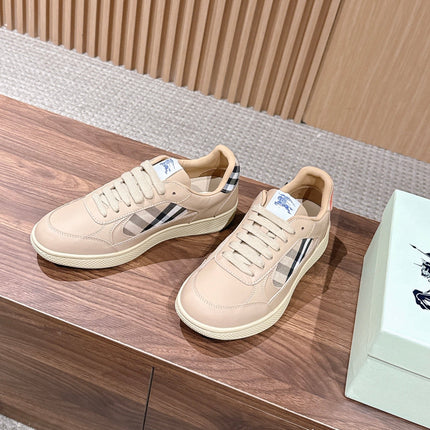 BURBERRY 26S SNEAKERS IN BEIGE SOFT CALFSKIN AND FABRIC