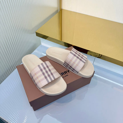 BURBERRY 26S SLIDES SANDAL IN DUSTY BEIGE CALFSKIN