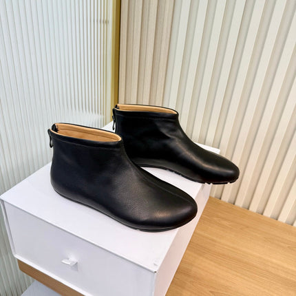 LOEWE 26S FLAT ANKLE BOOTS IN BLACK SMOOTH CALFSKIN