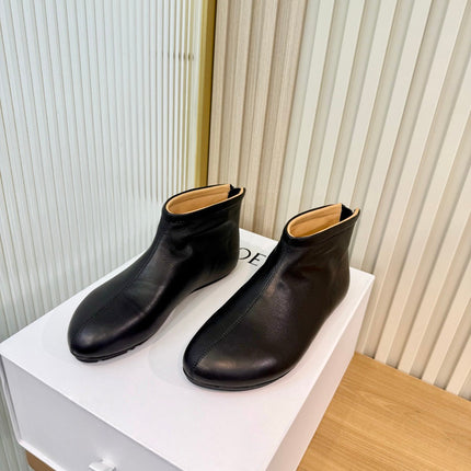 LOEWE 26S FLAT ANKLE BOOTS IN BLACK SMOOTH CALFSKIN