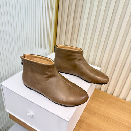 LOEWE 26S FLAT ANKLE BOOTS IN BROWN SMOOTH CALFSKIN