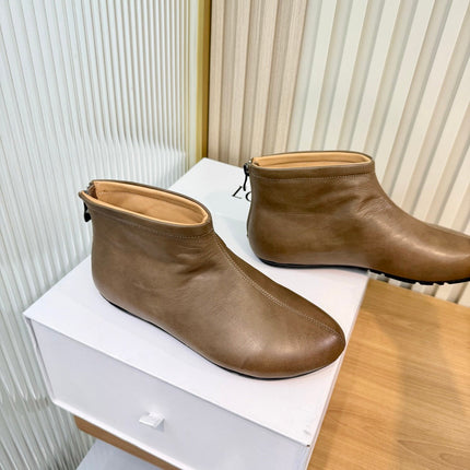 LOEWE 26S FLAT ANKLE BOOTS IN BROWN SMOOTH CALFSKIN