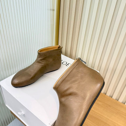 LOEWE 26S FLAT ANKLE BOOTS IN BROWN SMOOTH CALFSKIN
