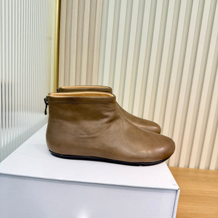 LOEWE 26S FLAT ANKLE BOOTS IN BROWN SMOOTH CALFSKIN