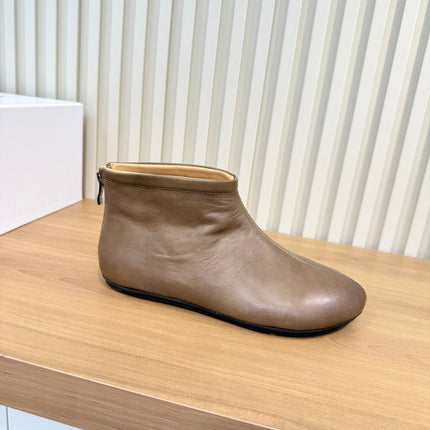 LOEWE 26S FLAT ANKLE BOOTS IN BROWN SMOOTH CALFSKIN