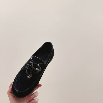 CELINE 26S LACE-UP LOAFERS IN BLACK SUEDE