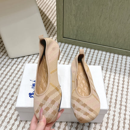 BURBERRY 26S BALLET FLATS IN BEIGE KNIT