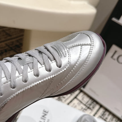 CELINE 26S LOW TOP SNEAKERS IN SILVER CALFSKIN