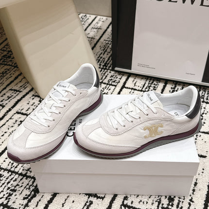 CELINE 26S LOW TOP SNEAKERS IN WHITE CALFSKIN AND SUEDE