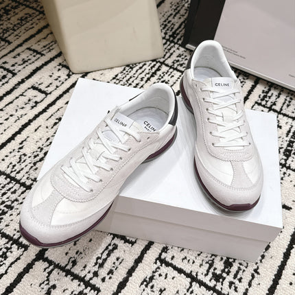CELINE 26S LOW TOP SNEAKERS IN WHITE CALFSKIN AND SUEDE