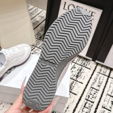 CELINE 26S LOW TOP SNEAKERS IN WHITE CALFSKIN AND SUEDE