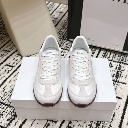 CELINE 26S LOW TOP SNEAKERS IN WHITE CALFSKIN AND SUEDE