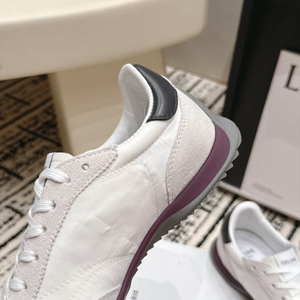 CELINE 26S LOW TOP SNEAKERS IN WHITE CALFSKIN AND SUEDE