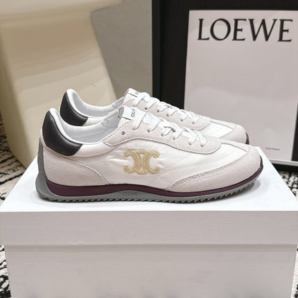 CELINE 26S LOW TOP SNEAKERS IN WHITE CALFSKIN AND SUEDE