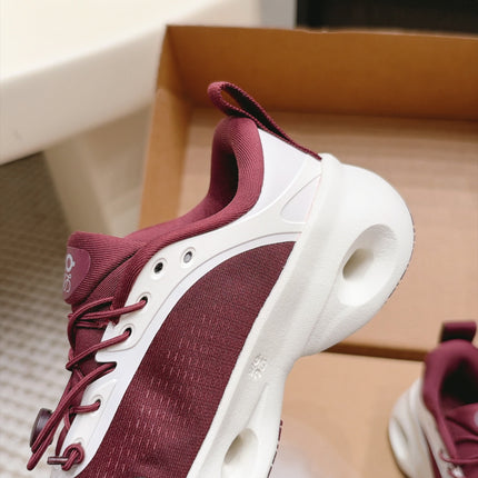 LOEWE 26S CHUNKY RUNNING SNEAKERS 45MM IN BURGUNDY RED AND WHITE MESH FABRIC