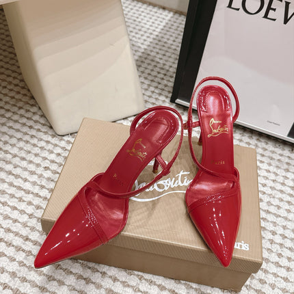 CHRISTIAN LOUBOUTIN 26S ROSALIE SLINGBACK 100 MM IN DARK RED PATENT CALFSKIN