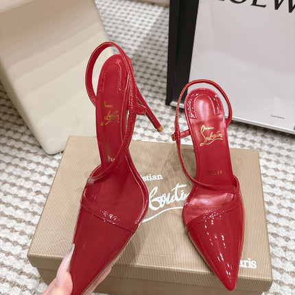 CHRISTIAN LOUBOUTIN 26S ROSALIE SLINGBACK 100 MM IN DARK RED PATENT CALFSKIN