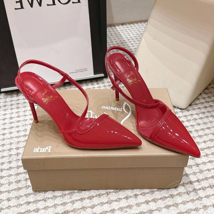 CHRISTIAN LOUBOUTIN 26S ROSALIE SLINGBACK 100 MM IN DARK RED PATENT CALFSKIN