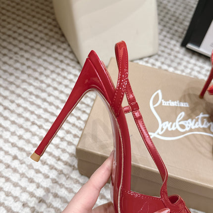 CHRISTIAN LOUBOUTIN 26S ROSALIE SLINGBACK 100 MM IN DARK RED PATENT CALFSKIN