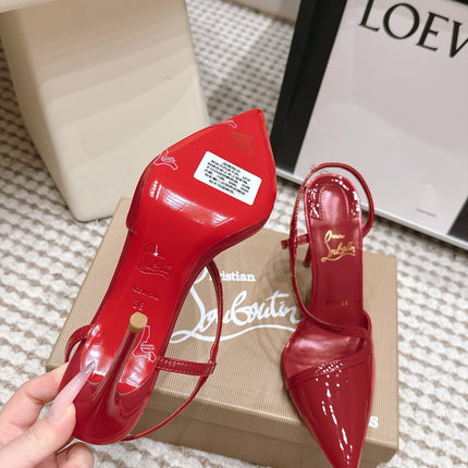 CHRISTIAN LOUBOUTIN 26S ROSALIE SLINGBACK 100 MM IN DARK RED PATENT CALFSKIN