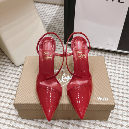 CHRISTIAN LOUBOUTIN 26S ROSALIE SLINGBACK 100 MM IN DARK RED PATENT CALFSKIN