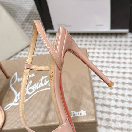 CHRISTIAN LOUBOUTIN 26S ROSALIE SLINGBACK 100 MM IN BEIGE PATENT CALFSKIN