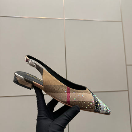 BURBERRY 26S SLINGBACK IN STRIPED COLOR COORDINATION FABRIC