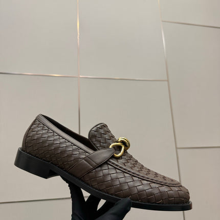BOTTEGA VENETA 26S LOAFERS IN BROWN TECHNICAL WOVEN CALFSKIN STYLE 3