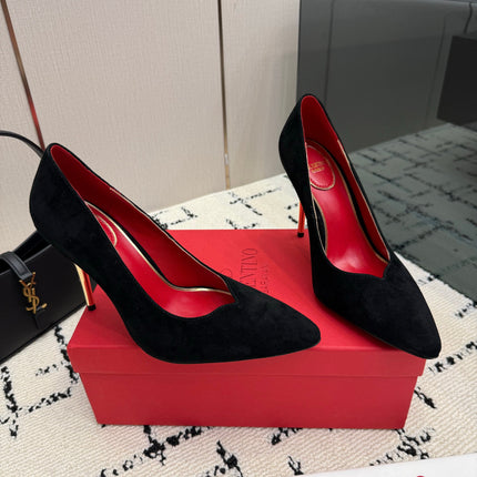 VALENTINO 26S HIGH HEELS 100 MM IN BLACK SUEDE