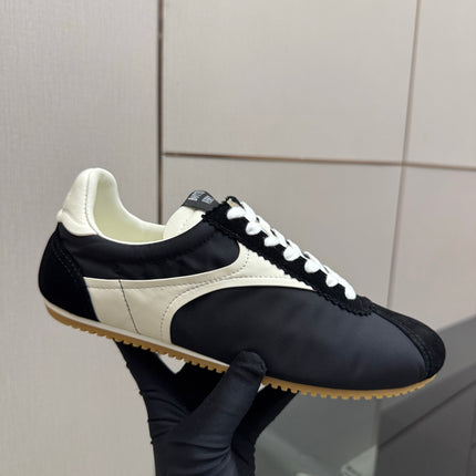 BOTTEGA VENETA 26S LOW TOP SNEAKERS IN BLACK FABRIC AND VELVET